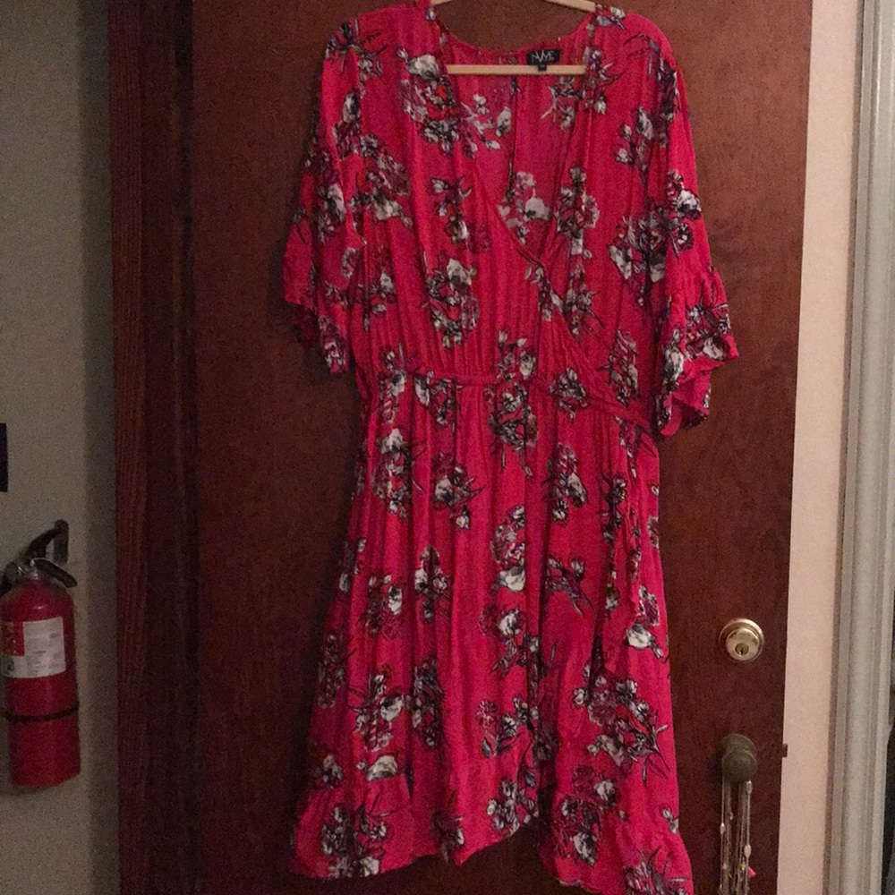 Pink mock wrap dress